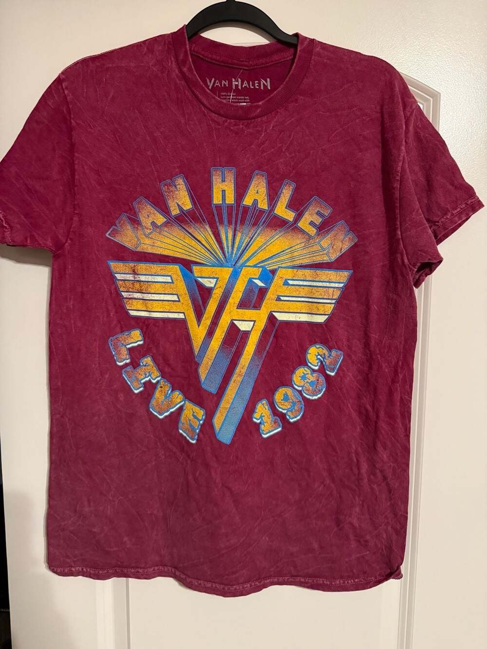 Van Halen Live 1982 Concert Tour Red Acid Wash Graphic T-Shirt